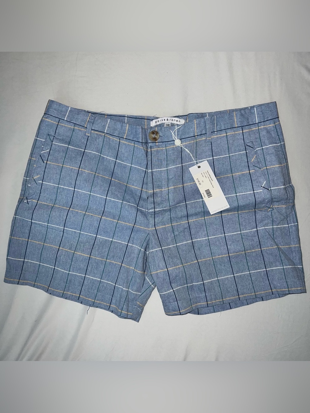 New with tags- Parke & Ronen Blue Windowpane Flat-Front Men’s Shorts